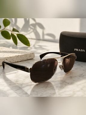 Prada Unisex Brown Gradient Aviator Sunglasses